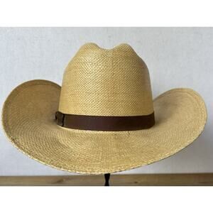 Bangora Straw Western Cowboy Hat Texas Men's Sz 7 1/8 Medium